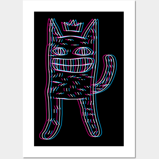 Trippy Cat Doodle Wall Art by inotyler